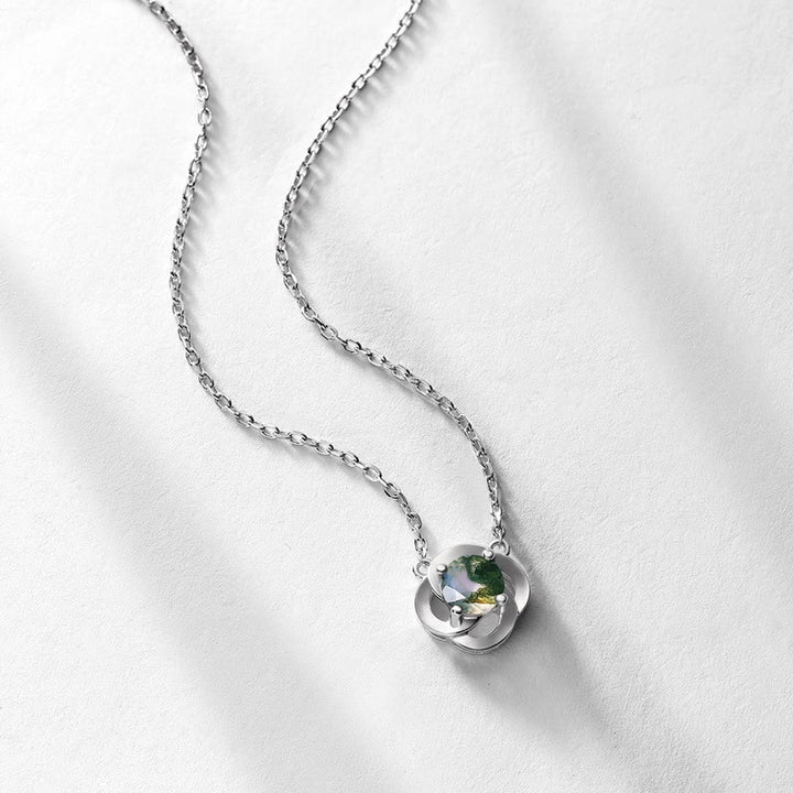 Collana con ciondolo a forma di quadrifoglio in agata muschiata Olivenorma