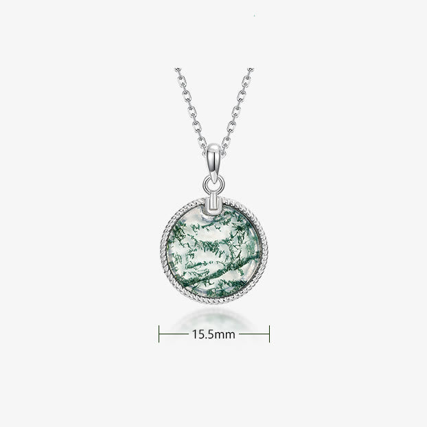 Collana con ciondolo rotondo in agata muschiata naturale Olivenorma