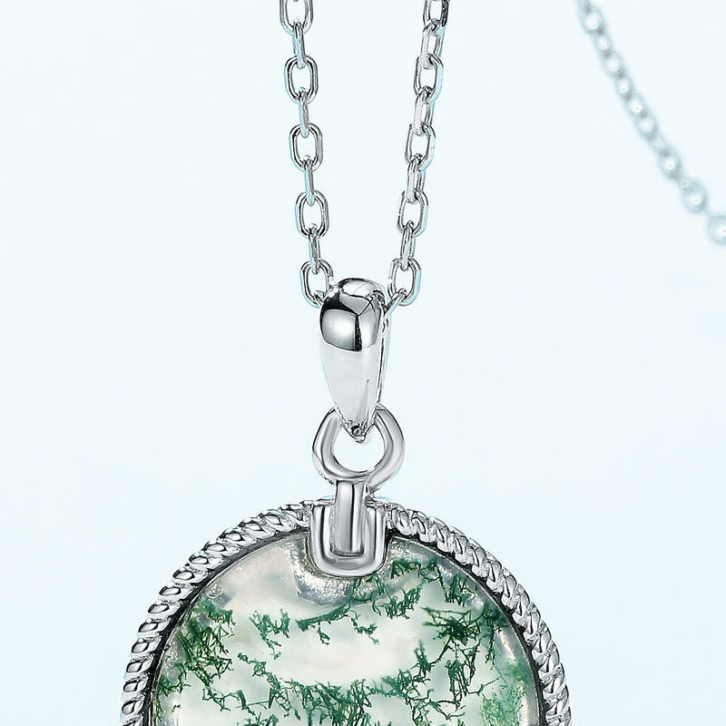 Collana con ciondolo rotondo in agata muschiata naturale Olivenorma