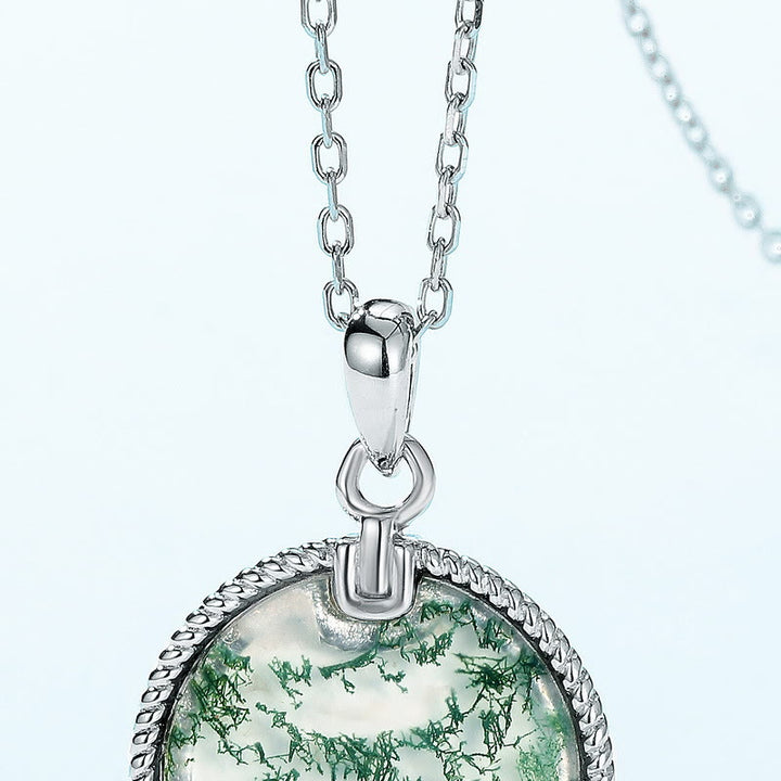 Collana con ciondolo rotondo in agata muschiata naturale Olivenorma