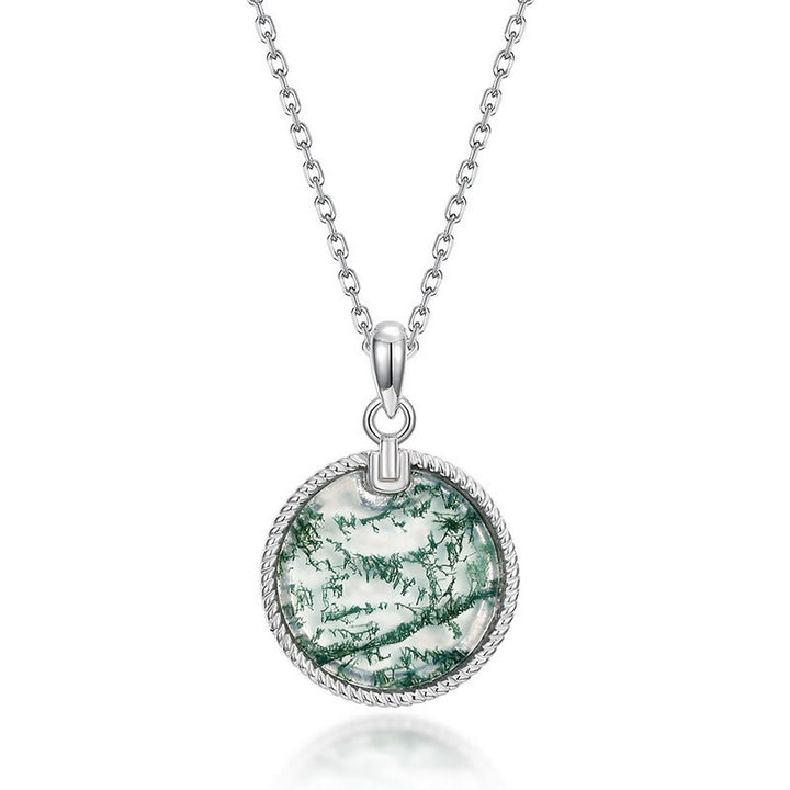 Collana con ciondolo rotondo in agata muschiata naturale Olivenorma
