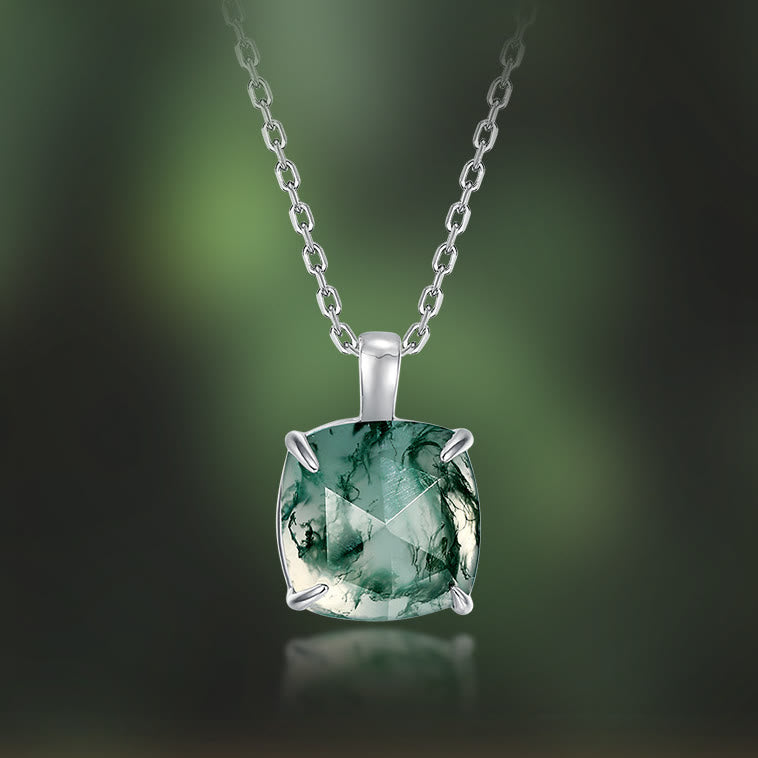 Collana con ciondolo a forma di cubo di zucchero in agata muschiata Olivenorma