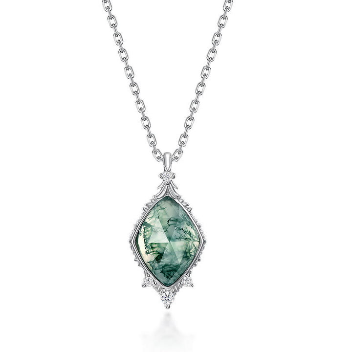 Collana con ciondolo a forma quadrata in agata muschiata naturale Olivenorma
