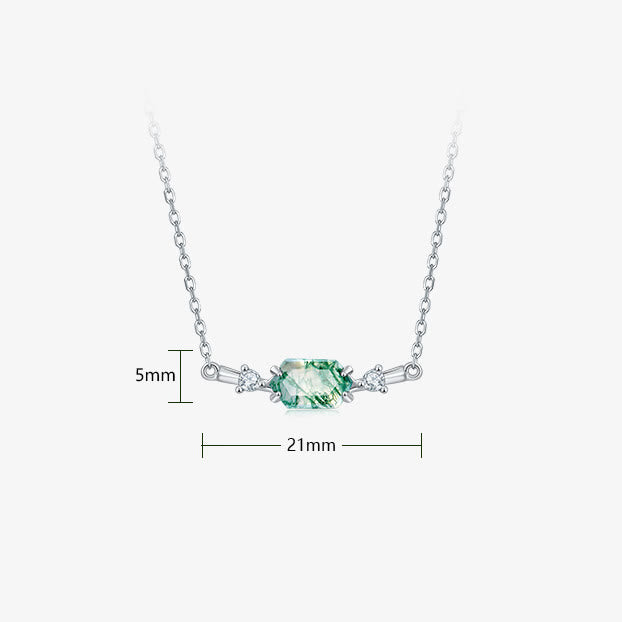 Collana con ciondolo esagonale in agata muschiata naturale Olivenorma