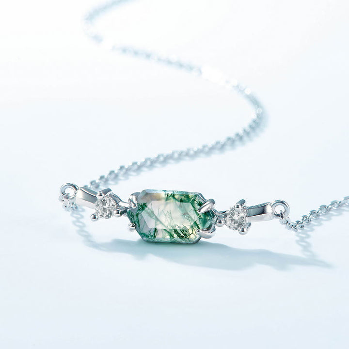 Collana con ciondolo esagonale in agata muschiata naturale Olivenorma