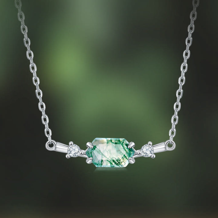 Collana con ciondolo esagonale in agata muschiata naturale Olivenorma
