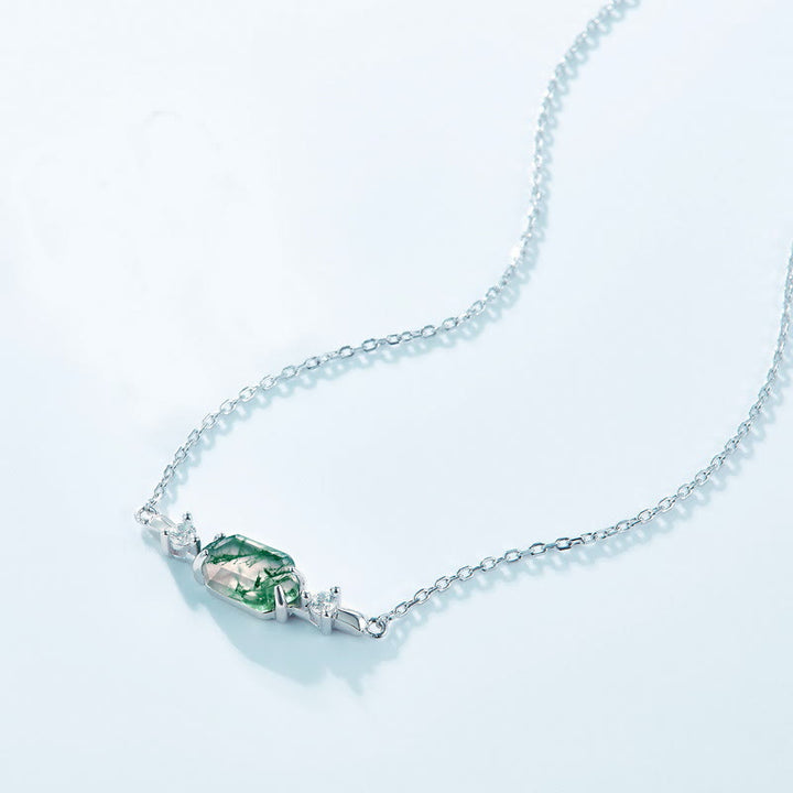 Collana con ciondolo esagonale in agata muschiata naturale Olivenorma
