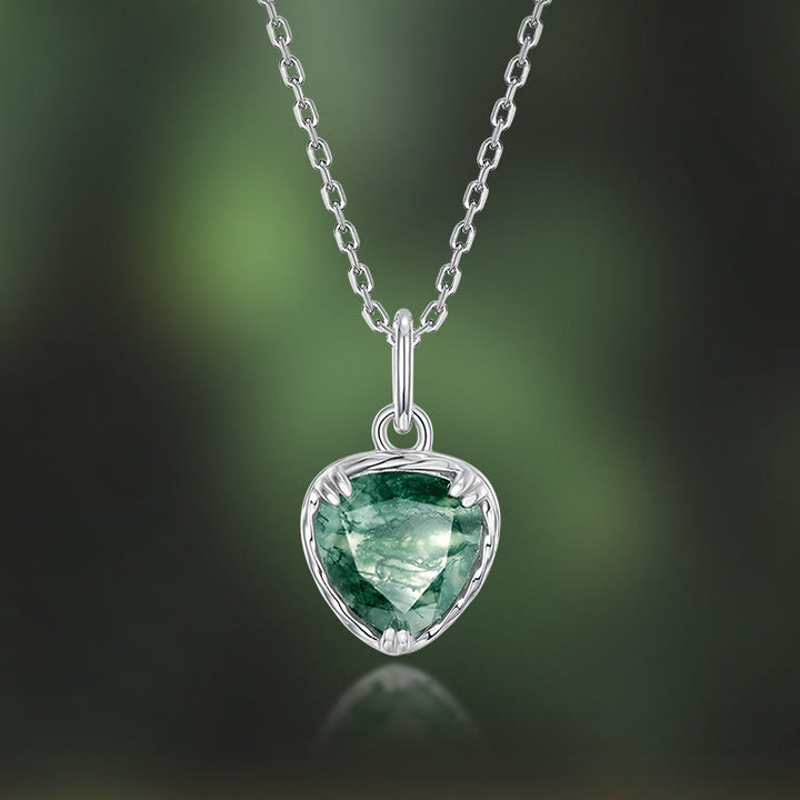 Collana con ciondolo a forma di cuore in agata muschiata naturale Olivenorma