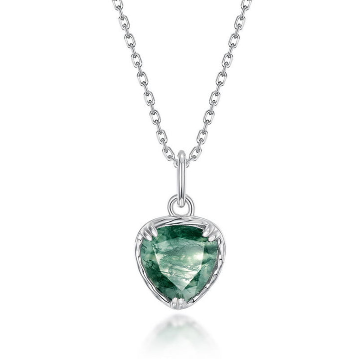 Collana con ciondolo a forma di cuore in agata muschiata naturale Olivenorma