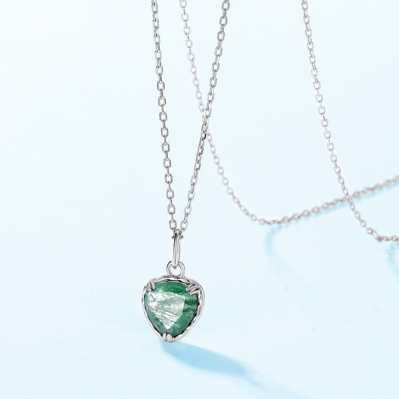 Collana con ciondolo a forma di cuore in agata muschiata naturale Olivenorma
