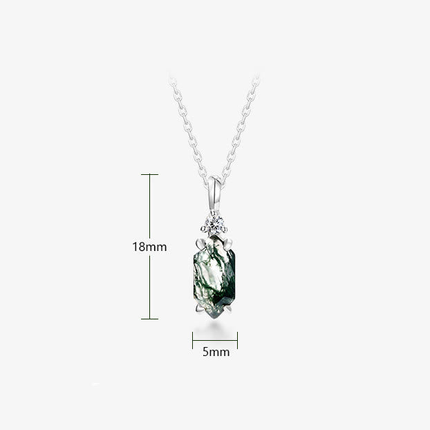 Collana con ciondolo esagonale in zircone bianco e agata muschiata Olivenorma