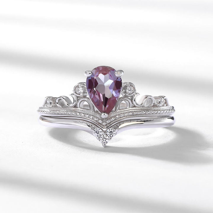 Olivenorma set 2 pezzi anello vintage palazzo in alessandrite naturale