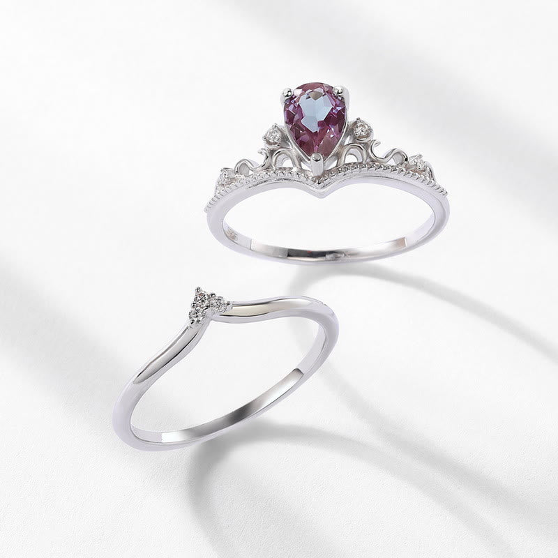 Olivenorma set 2 pezzi anello vintage palazzo in alessandrite naturale