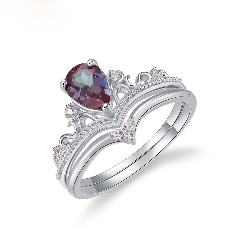 Olivenorma set 2 pezzi anello vintage palazzo in alessandrite naturale