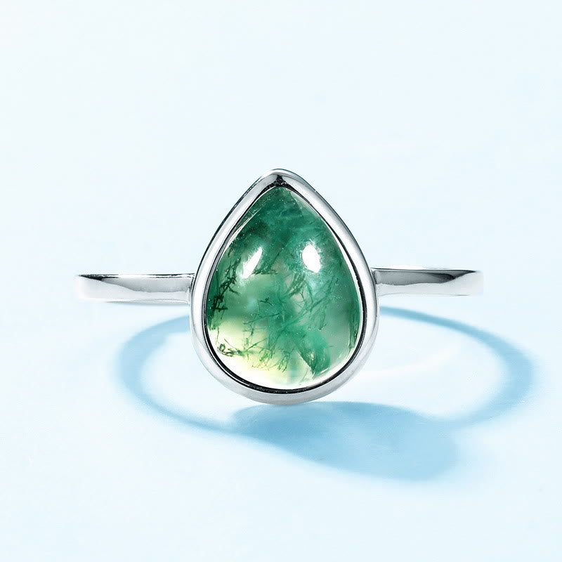 Set di gioielli con ciondolo in agata muschiata naturale a taglio a pera Olivenorma