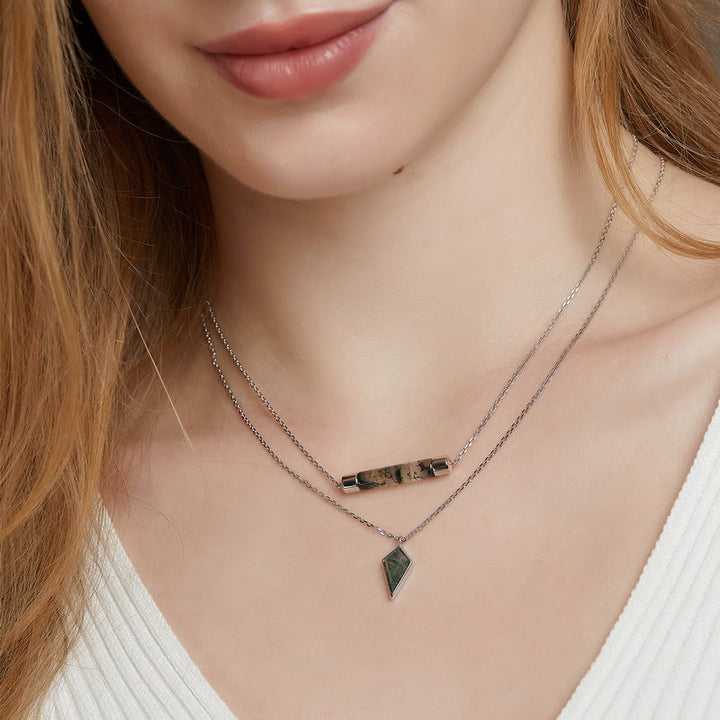 Set di gioielli in agata muschiata naturale taglio aquilone Olivenorma
