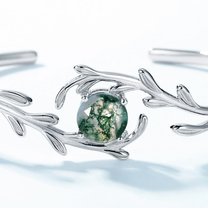 Olivenorma Set di gioielli con foglie di agata muschiata naturale
