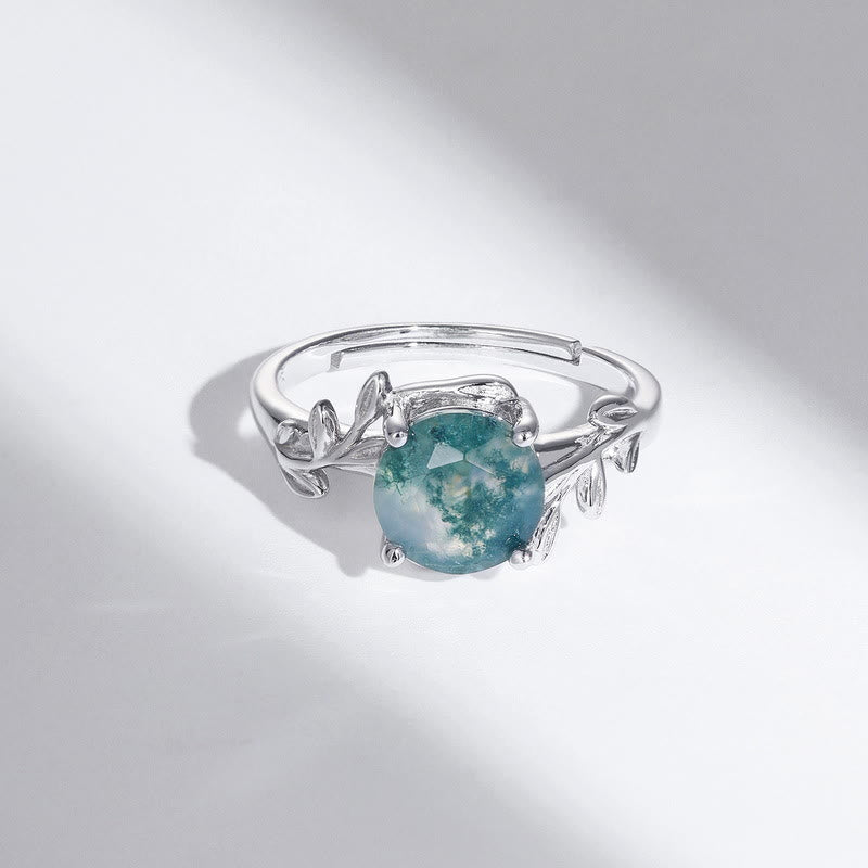 Olivenorma Set di gioielli con foglie di agata muschiata naturale
