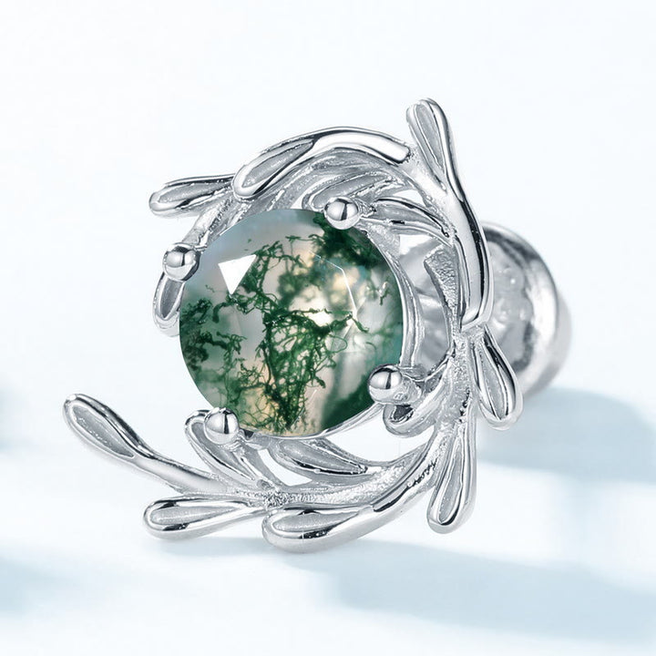 Olivenorma Set di gioielli con foglie di agata muschiata naturale