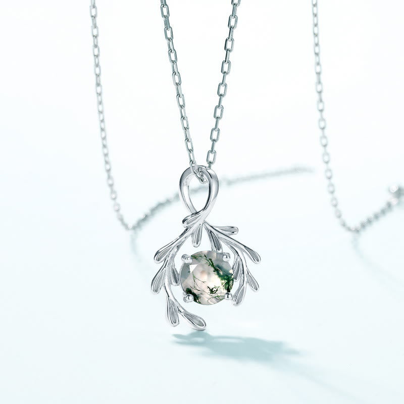 Olivenorma Set di gioielli con foglie di agata muschiata naturale