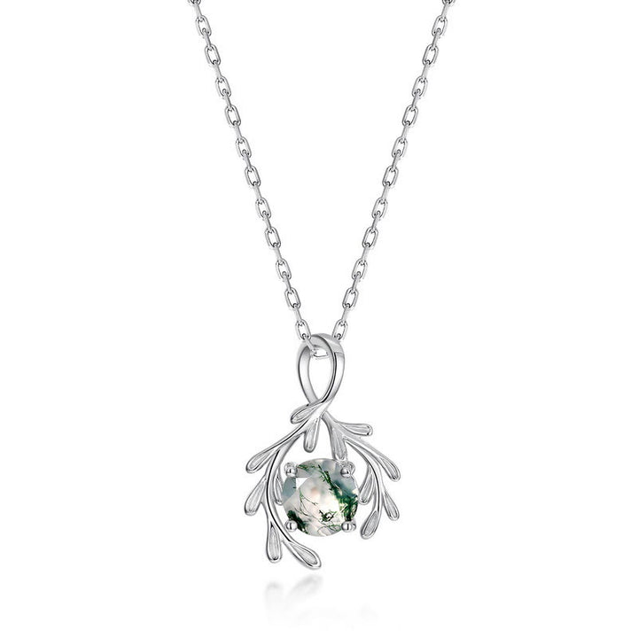 Olivenorma Set di gioielli con foglie di agata muschiata naturale