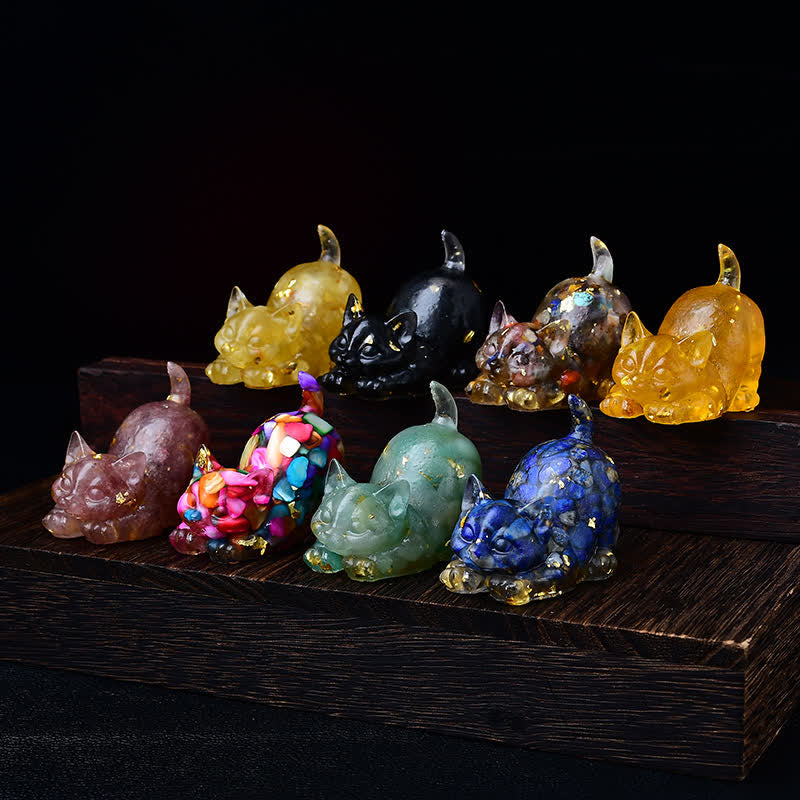 Olivenorma - Decorazione in pietra preziosa con statuetta di gatto in cristallo con benedizione giocosa - image 3