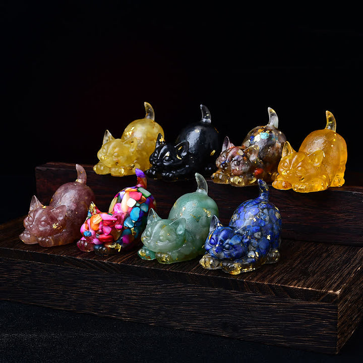 Olivenorma - Decorazione in pietra preziosa con statuetta di gatto in cristallo con benedizione giocosa - image 3