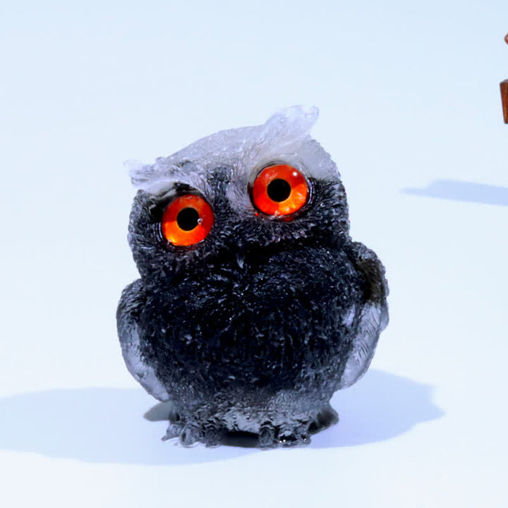 Decorazione in pietra preziosa con statuetta di gufo di cristallo guardiano saggio Olivenorma - Cristallo trasparente e ossidiana - 2,08''(L) * 1,57''(W) * 1,45''(H) - image 85