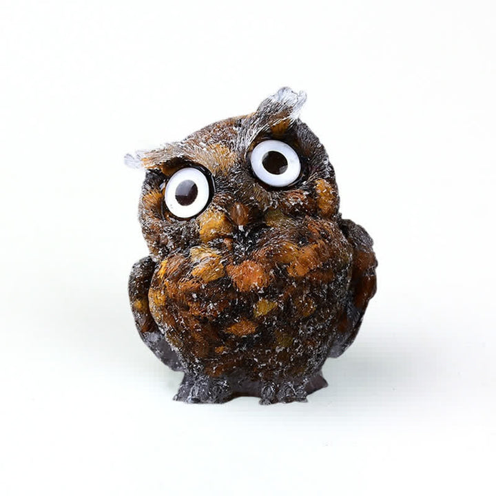 Decorazione in pietra preziosa con statuetta di gufo di cristallo guardiano saggio Olivenorma - Occhio di tigre#Occhio bianco - 2,08''(L) * 1,57''(W) * 1,45''(H) - image 8