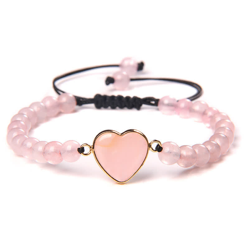 Bracciale intrecciato in quarzo naturale curativo con pietra dell'imperatore a forma di cuore Olivenorma - Quarzo rosa - image 18