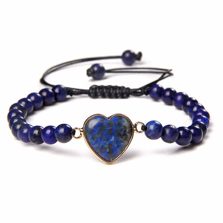 Bracciale intrecciato in quarzo naturale curativo con pietra dell'imperatore a forma di cuore Olivenorma - Lapia Lazuli#Corda Nera - image 5