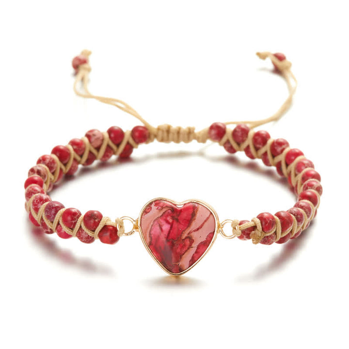 Bracciale intrecciato in quarzo naturale curativo con pietra dell'imperatore a forma di cuore Olivenorma - Pietra rossa dell'imperatore #intrecciata - image 27