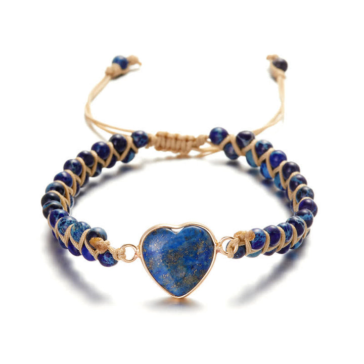 Bracciale intrecciato in quarzo naturale curativo con pietra dell'imperatore a forma di cuore Olivenorma - Lapia Lazuli#Intrecciato - image 25