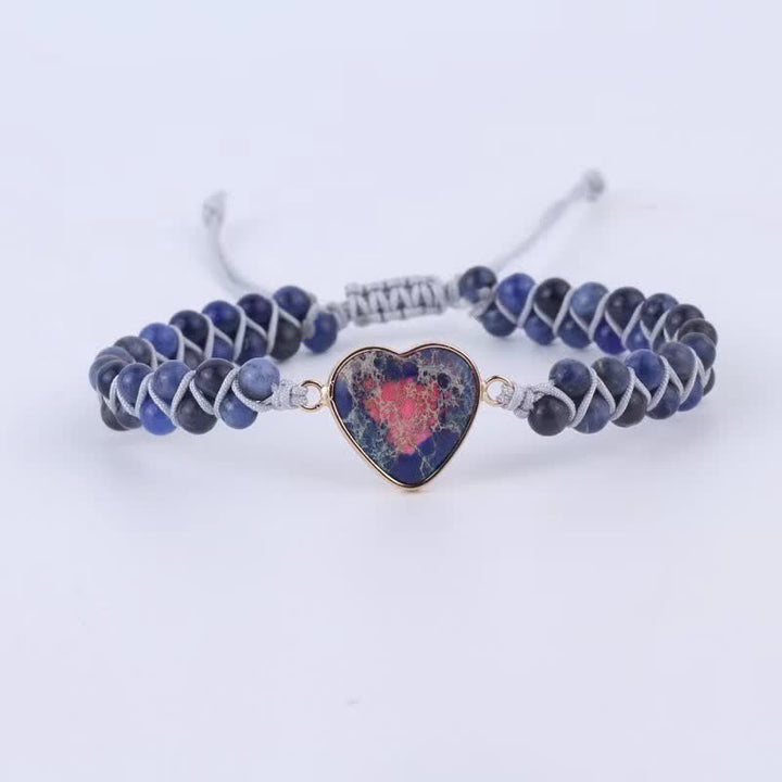 Bracciale intrecciato in quarzo naturale curativo con pietra dell'imperatore a forma di cuore Olivenorma - Sodalite #Cuore di pietra dell'imperatore blu - image 43