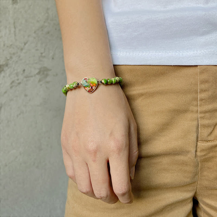 Bracciale intrecciato in quarzo naturale curativo con pietra dell'imperatore a forma di cuore Olivenorma - image 1