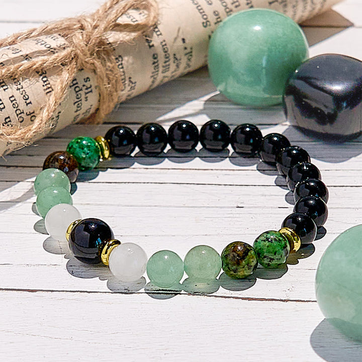 Bracciale di perline in ossidiana avventurina verde naturale Olivenorma 