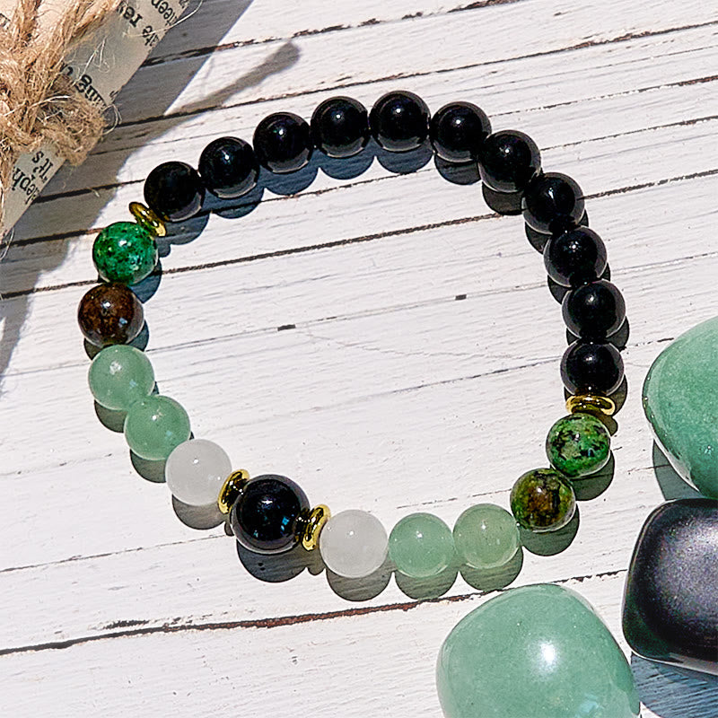 Bracciale di perline in ossidiana avventurina verde naturale Olivenorma 