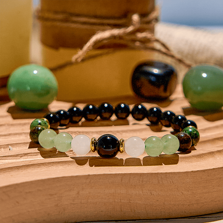 Bracciale di perline in ossidiana avventurina verde naturale Olivenorma 