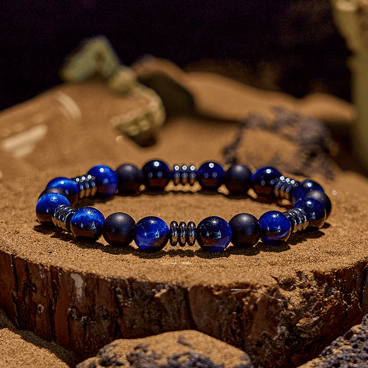 Braccialetto di perline in ematite naturale con occhio di tigre Olivenorma 