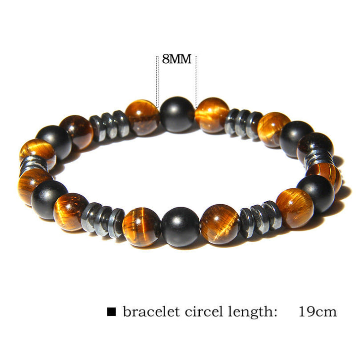 Braccialetto di perline in ematite naturale con occhio di tigre Olivenorma 