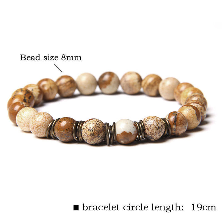 Bracciale in filo di rame dorato con perline in pietra naturale Olivenorma 