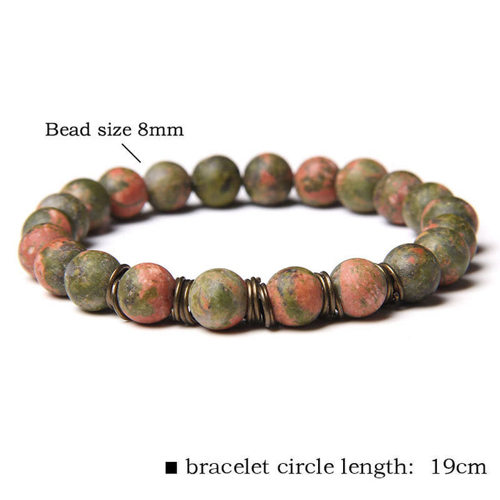Bracciale in filo di rame dorato con perline in pietra naturale Olivenorma 