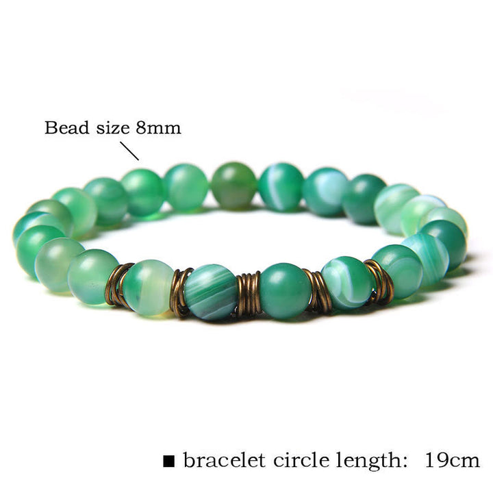 Bracciale in filo di rame dorato con perline in pietra naturale Olivenorma 