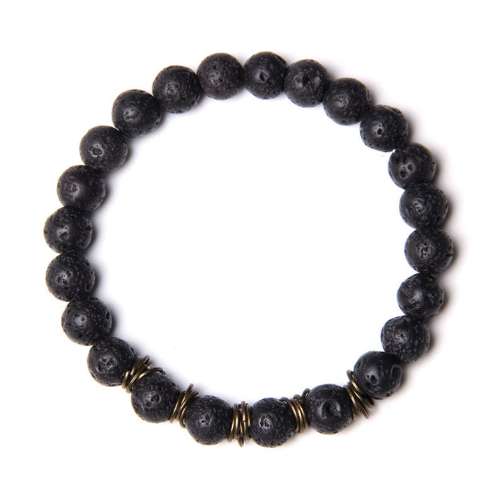 Bracciale in filo di rame dorato con perline in pietra naturale Olivenorma 