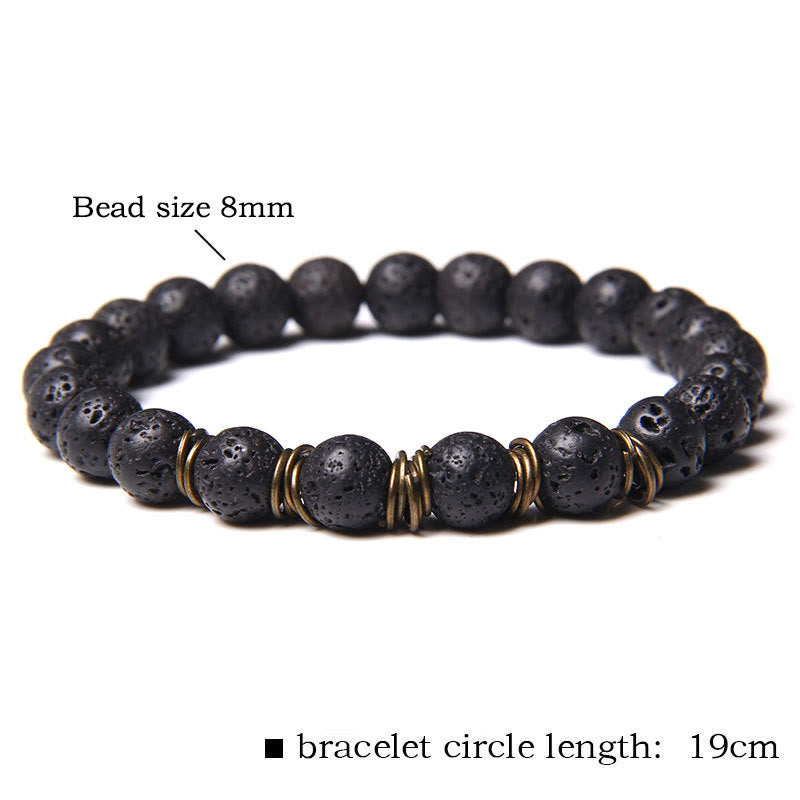 Bracciale in filo di rame dorato con perline in pietra naturale Olivenorma 