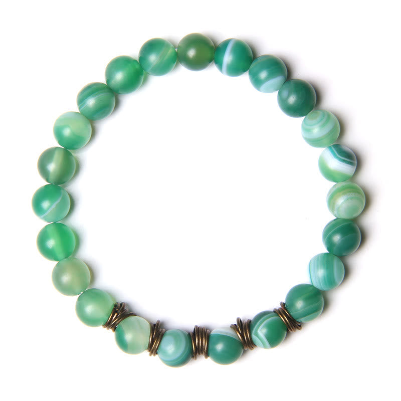 Bracciale in filo di rame dorato con perline in pietra naturale Olivenorma 