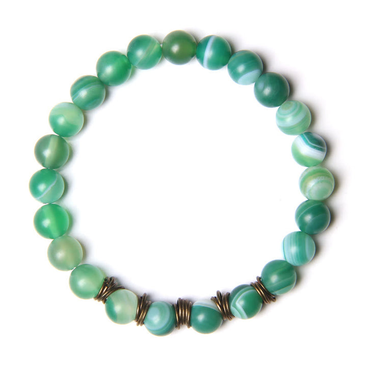 Bracciale in filo di rame dorato con perline in pietra naturale Olivenorma 