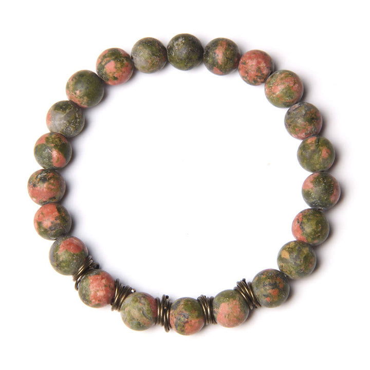 Bracciale in filo di rame dorato con perline in pietra naturale Olivenorma 
