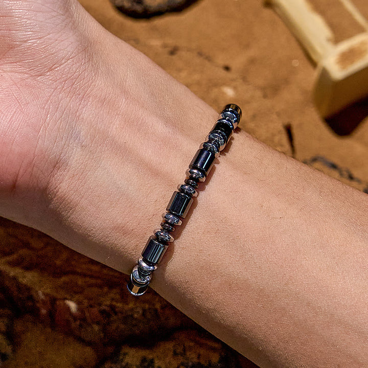 Bracciale Olivenorma in argento elettroplaccato ematite e pietra lavica 