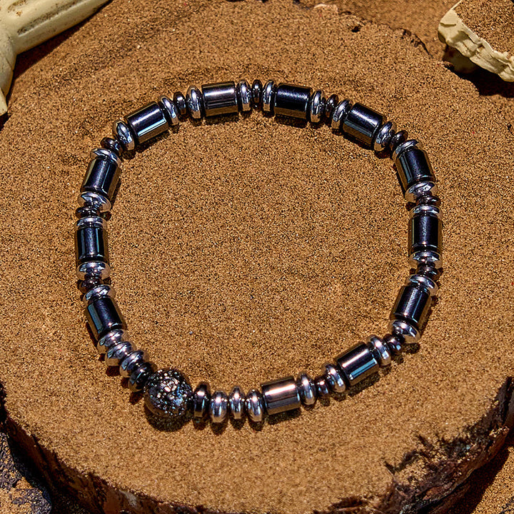 Bracciale Olivenorma in argento elettroplaccato ematite e pietra lavica 